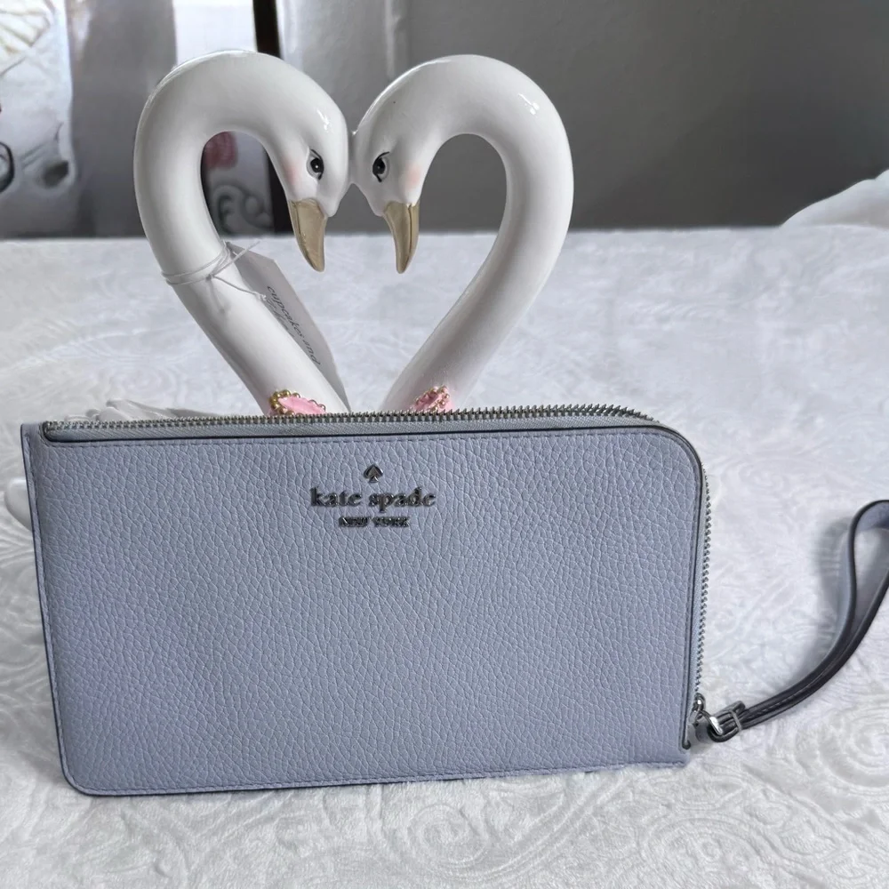 Kate Spade Light Blue Zip Around Wristlet Wallet